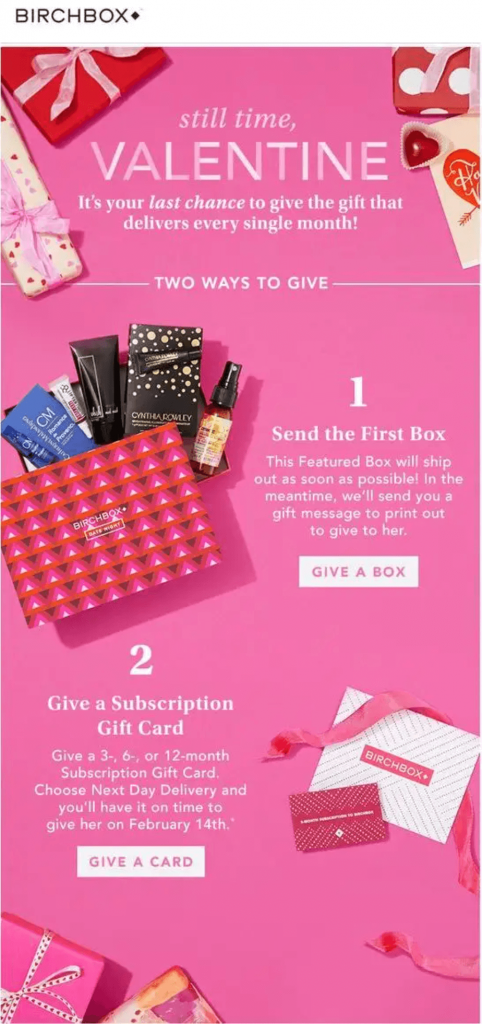 birchbox valentine's day email example 